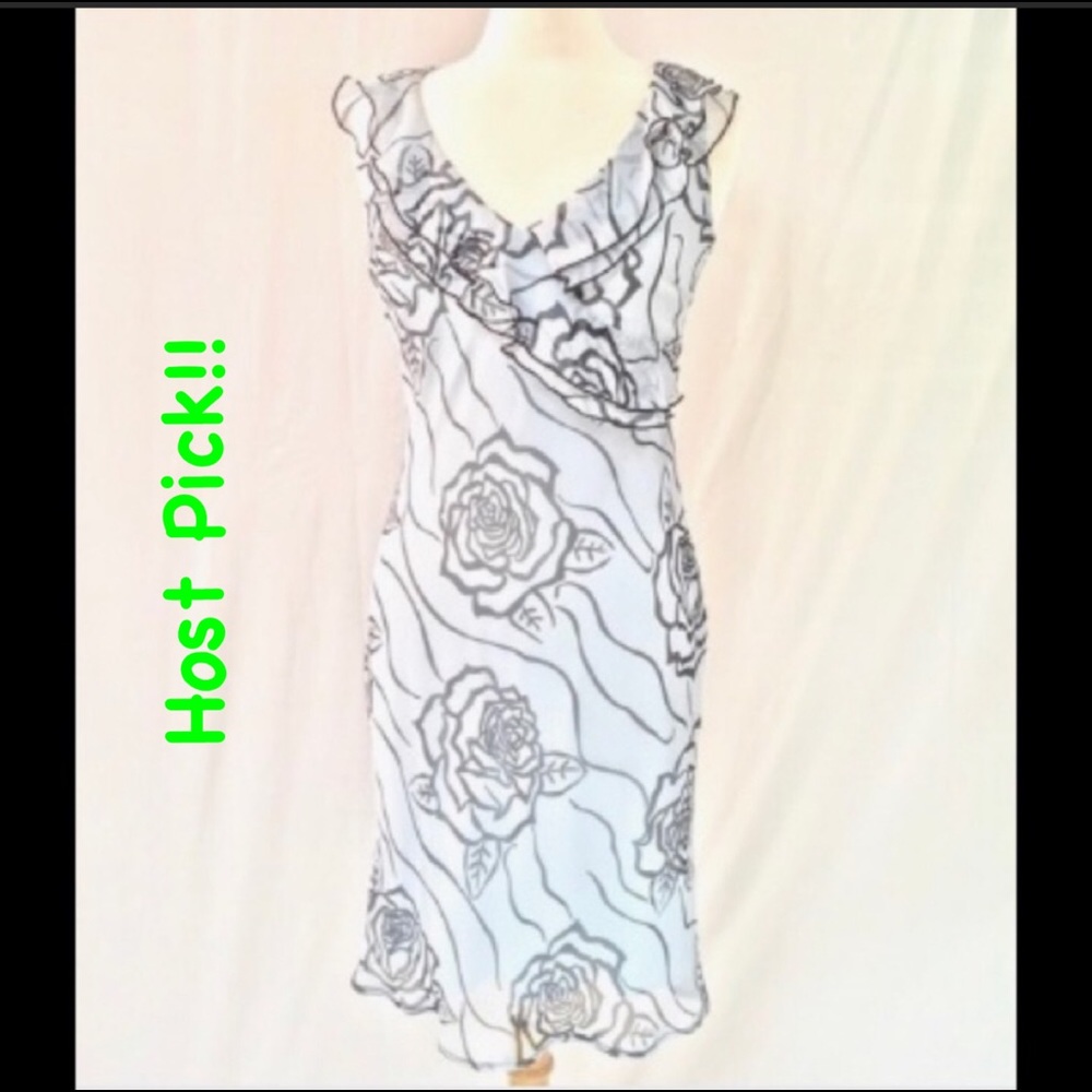 🎉HP!!🎉 Light Blue and Black Lined Ruffle Dress